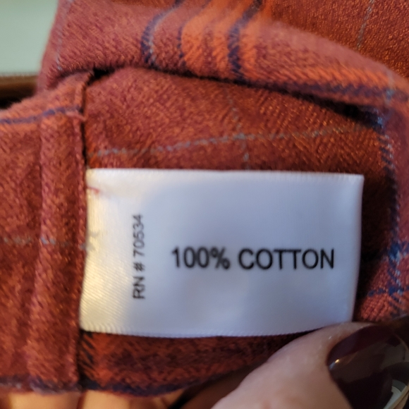 Men's Orvis Perfect Flannel Shirt Orange Plaid - L - Picture 13 of 15